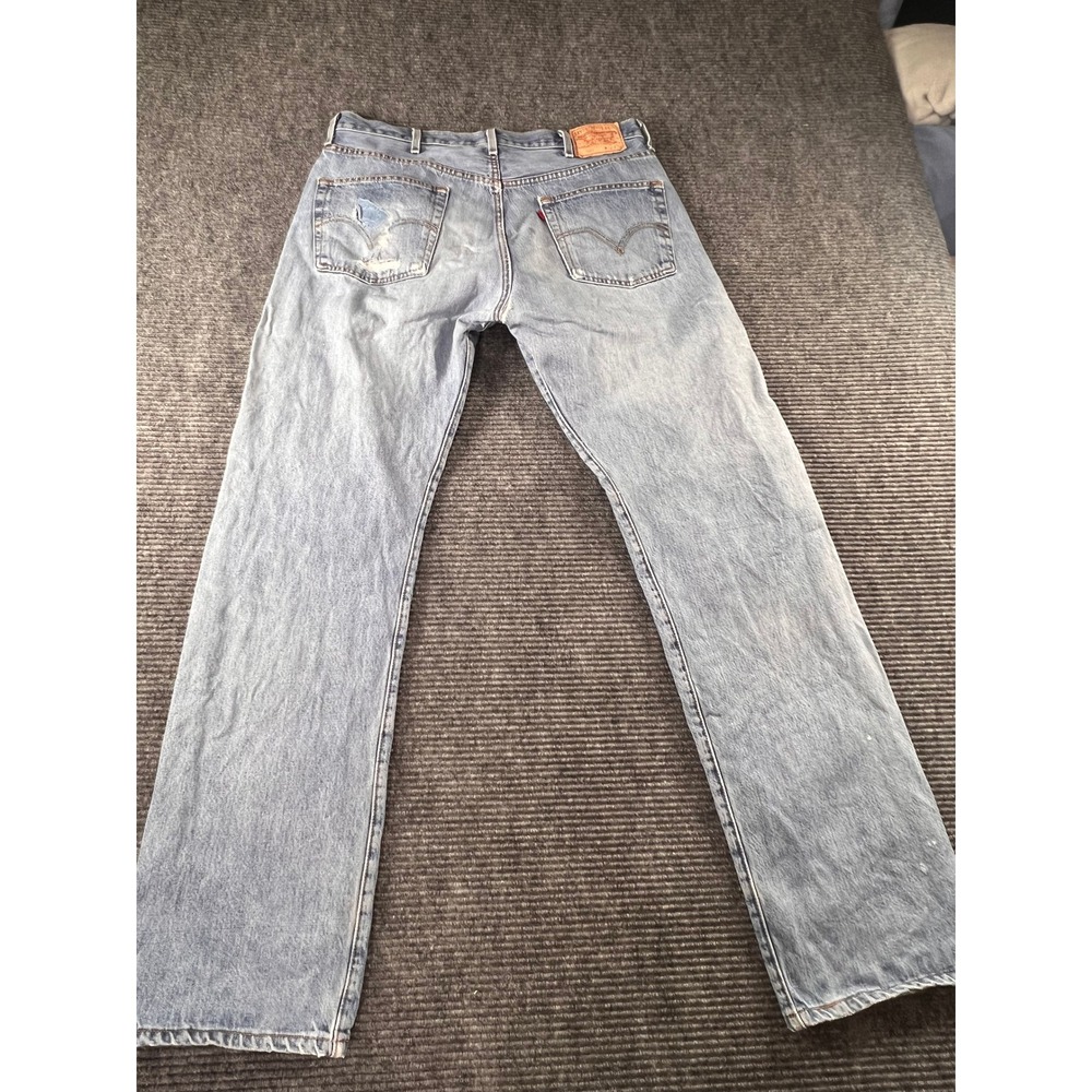 Levi's 501 XX Jeans Mens38x34 Light Wash Distressed Button Fly - Picture 7 of 16